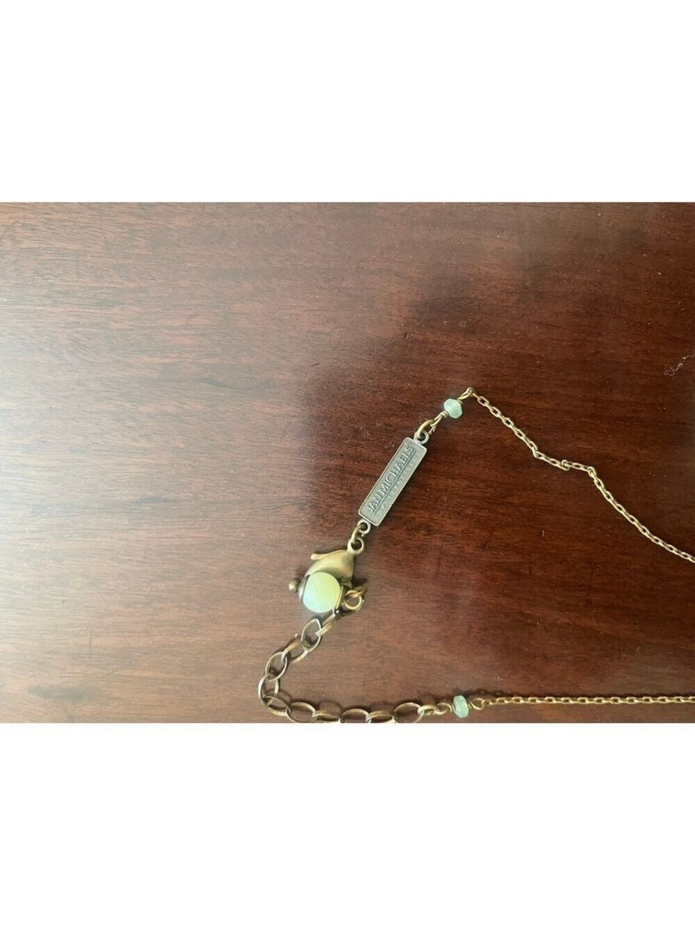 Vintage Retired Jan Micheals San Francisco Jade Pendant and Aged Bronze Necklace - Picture 5 of 6